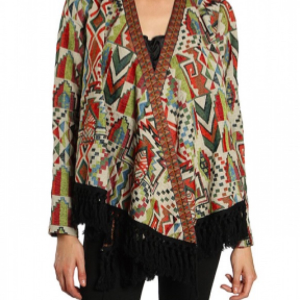 Printed Fringe Jacket